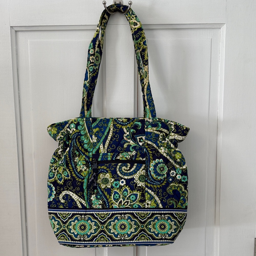 Vera Bradley Floral & Paisley Patterned Tote Bag - Blue and Green - Picture 1 of 4